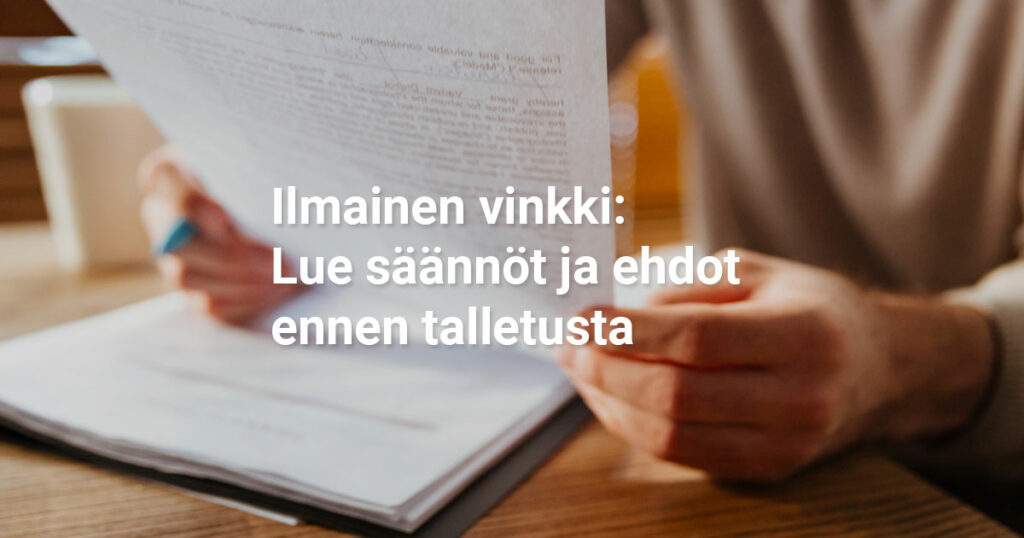 Vinkki: Lue kasinoiden säännöt ja ehdot ennen talletusta